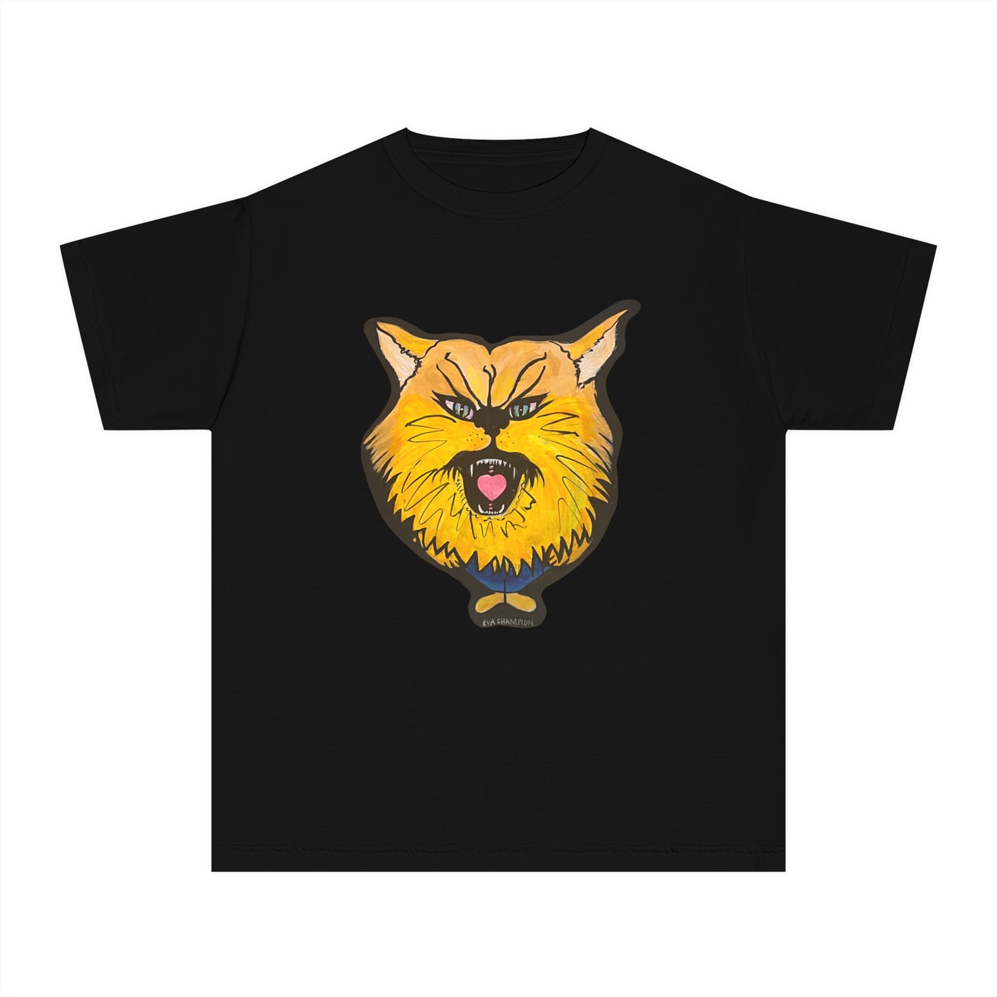 Kids Yellow Cat Comfort Colors Tee