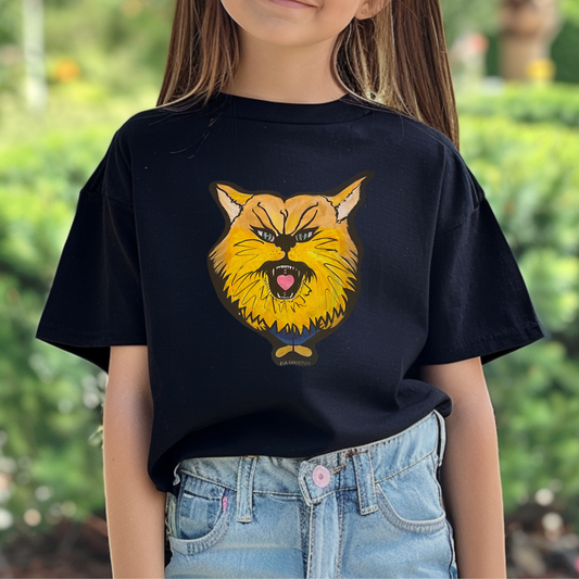 Kids Yellow Cat Comfort Colors Tee